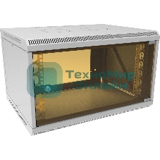 Шкаф коммутационный Suprlan (05-1063) настенный 6U 600x450 мм пер. дв. стекл направл. под закл. гайки 70 кг RAL 7035 385 мм 15.7 кг 360 мм