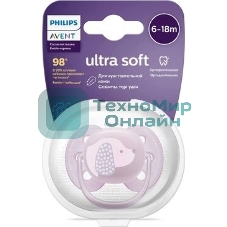 Пустышка Philips Avent ultra soft, собачка, 6-18 мес., 1 шт.