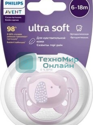 Пустышка Philips Avent ultra soft, собачка, 6-18 мес., 1 шт.