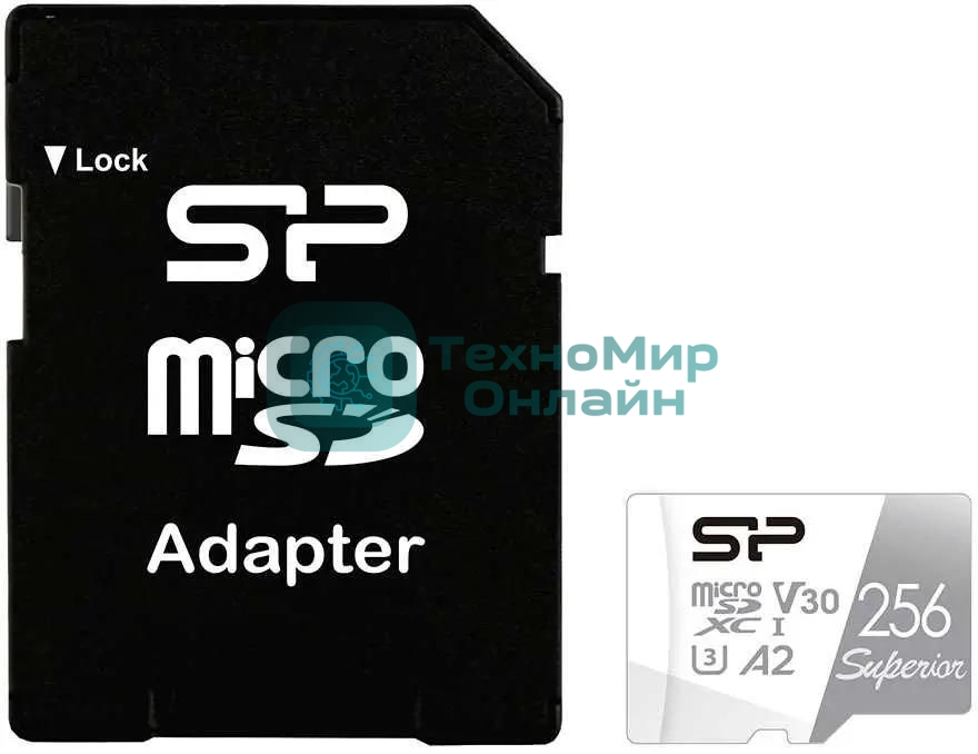 Флеш карта microSD 256Gb Silicon Power Superior Pro A2 microSDXC Class 10 UHS-I U3 Colorful 100/80 Mb/s (SD адаптер)