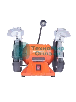 Станок заточной PATRIOT Expert GM 200 L, подсветка, 550Вт, 2980об/мин, 200мм диск, А36/А60 зерн, посадочный 16 мм, асинхронный, адаптер на круги 32 мм