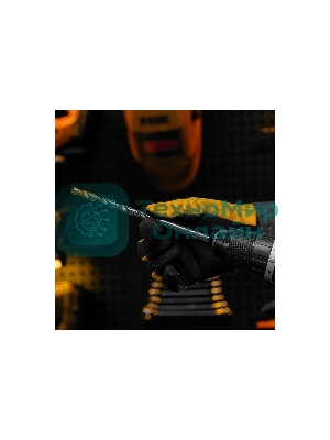 Сверло спиральное по металлу Denzel 10 х 184 мм, Р6М5, Golden Tip, удлиненное