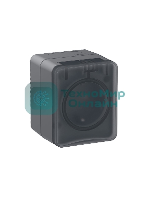 Розетка 1-м ОП AtlasDesign Profi54 16А IP54 250В с заземл. защ. шторки антрацит SchE ATN544045