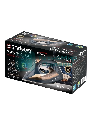 Утюг Endever DELTA-233 черный/золотой, 2400 Вт, 35 г/мин, 145 г/мин, 350 мл
