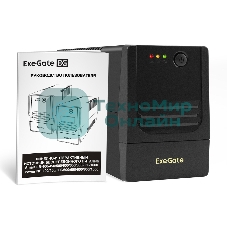 Источник бесперебойного питания ExeGate Power NB-800.LED.AVR.2SH (800VA/480W, LED, AVR, 2*Schuko, батарея 12V 9Ah, Black)