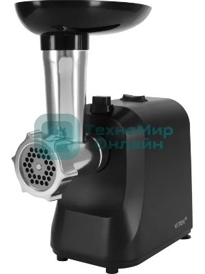 Мясорубка электрическая Vitek VT-MG3600 черный, 1800 Вт, 1.6 кг/мин, реверс, защита от перегрузки, насадки - 4
