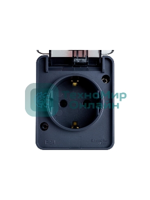 Розетка 1-м ОП AtlasDesign Profi54 16А IP54 250В с заземл. защ. шторки антрацит SchE ATN544045