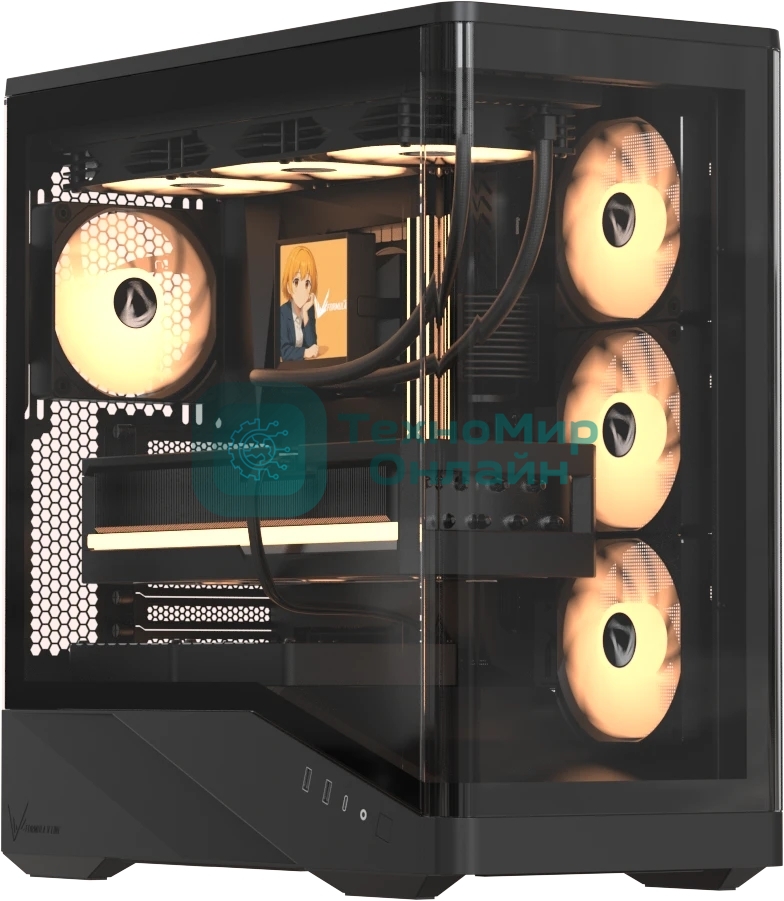 Компьютерный корпус Formula V Line Crystal U9 PA Black, ATX, TYPE-C*1, USB3.0*2, Curved Glass, SIDE 3x PERFORMANCE ARGB, REAR 1x PERFORMANCE ARGB