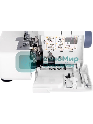 Оверлок Necchi 4537 2/3/4-х ниточный оверлок, LED подсветка, 12 видов швов, встроенный роликовый шов, встроенный дифференциал, свободный рукав, цветная система заправки, отключаемый верхний нож, металлическая станина¶Ширина шва 3 – 7мм, мах.длинна стежка 4мм, скорость шитья 1300ст/мин, мощность 100Вт., чехол мягкий.