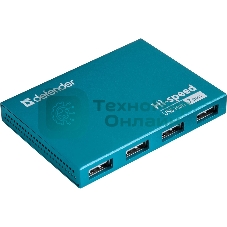 Разветвитель Defender SEPTIMA SLIM USB2.0 - 7 портов, + блок питания DC 5В 2А, + кабель USB 2.0 A(M) - MiniB (M) - 1м