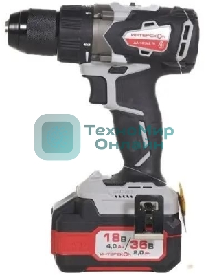 Дрель-шуруповерт аккумуляторная бесщеточная ИНТЕРСКОЛ ДА-13/36В 70 Li-ion АПИ [814.2.2.70] кейс, 2 аккум. 2,0А·ч, ЗУ