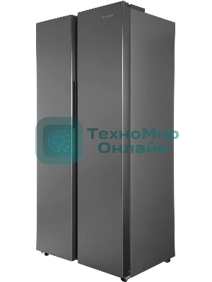 Холодильник Hyundai CS40082F нержавеющая сталь двухкамерный 230/142л морозилка слева, No Frost, Side by Side