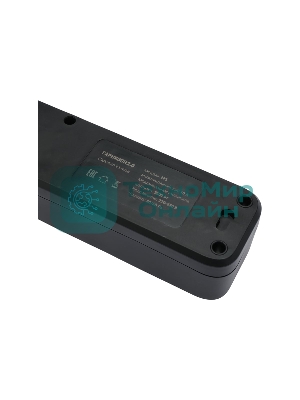 Сетевой фильтр Гарнизон 2.0 EPS-5-B-5, 5 р, 10А, 5 м, ур.защиты 2+, черный, пакет