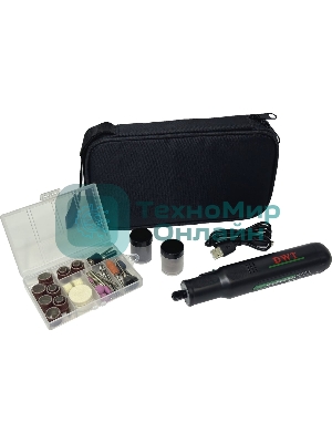 Прямошлифовальная машина (гравер) аккумуляторный DWT AGSP-07 TB /до 5000-30000 об.в мин/цанга 3.2 мм/6 скоростей/LED-подсветка/1.1 А·ч Li-ion/Type-C/черный (AGSP-07 TB)