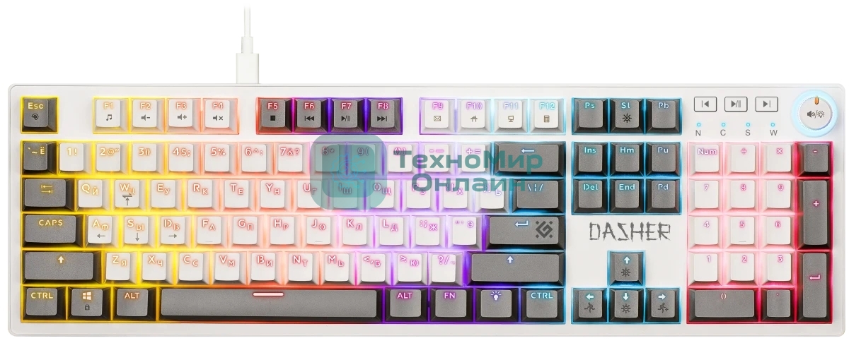 Клавиатура Defender Dasher GK-472 проводная, USB Type-A, белый/серый