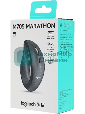 Мышь беспроводная Logitech M705 черный, 1000 dpi, радиоканал, USB, кнопки - 7