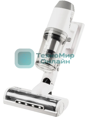 Пылесос вертикальный Coolfort CF-3002 белый, питание от аккумулятора, 120 Вт, уборка сухая, пылесборник 0.9 л, работа от АКБ max 32 мин.