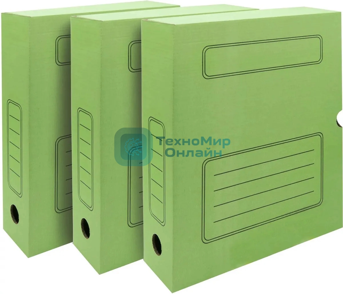 Короб архивный Silwerhof 1914764 микрогофрокартон корешок 75мм, A4 зеленый (упаковка: 3шт)