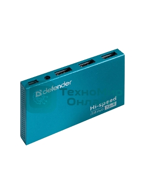 Разветвитель Defender SEPTIMA SLIM USB2.0 - 7 портов, + блок питания DC 5В 2А, + кабель USB 2.0 A(M) - MiniB (M) - 1м