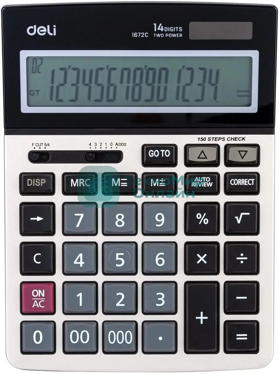 Калькулятор настольный Deli E1672C серебристый 14-разр.