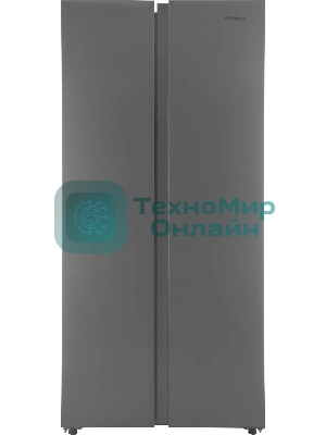 Холодильник Hyundai CS40082F нержавеющая сталь двухкамерный 230/142л морозилка слева, No Frost, Side by Side