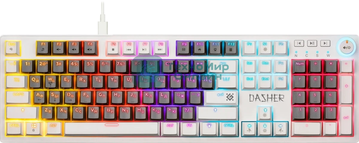 Клавиатура Defender Dasher GK-472 проводная, USB Type-A, серый/белый