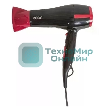 Фен ECON ECO-BH220D черный/красный, 2200 Вт, компактный, ионизация