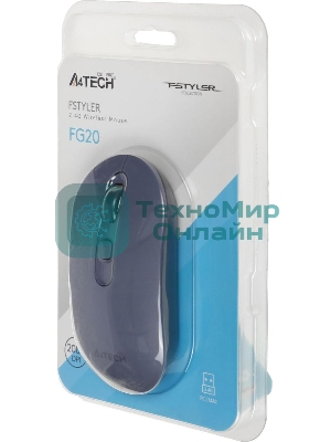 Мышь беспроводная A4Tech Fstyler FG20 пепельный/синий, 2000 dpi, радиоканал, USB, кнопки - 4