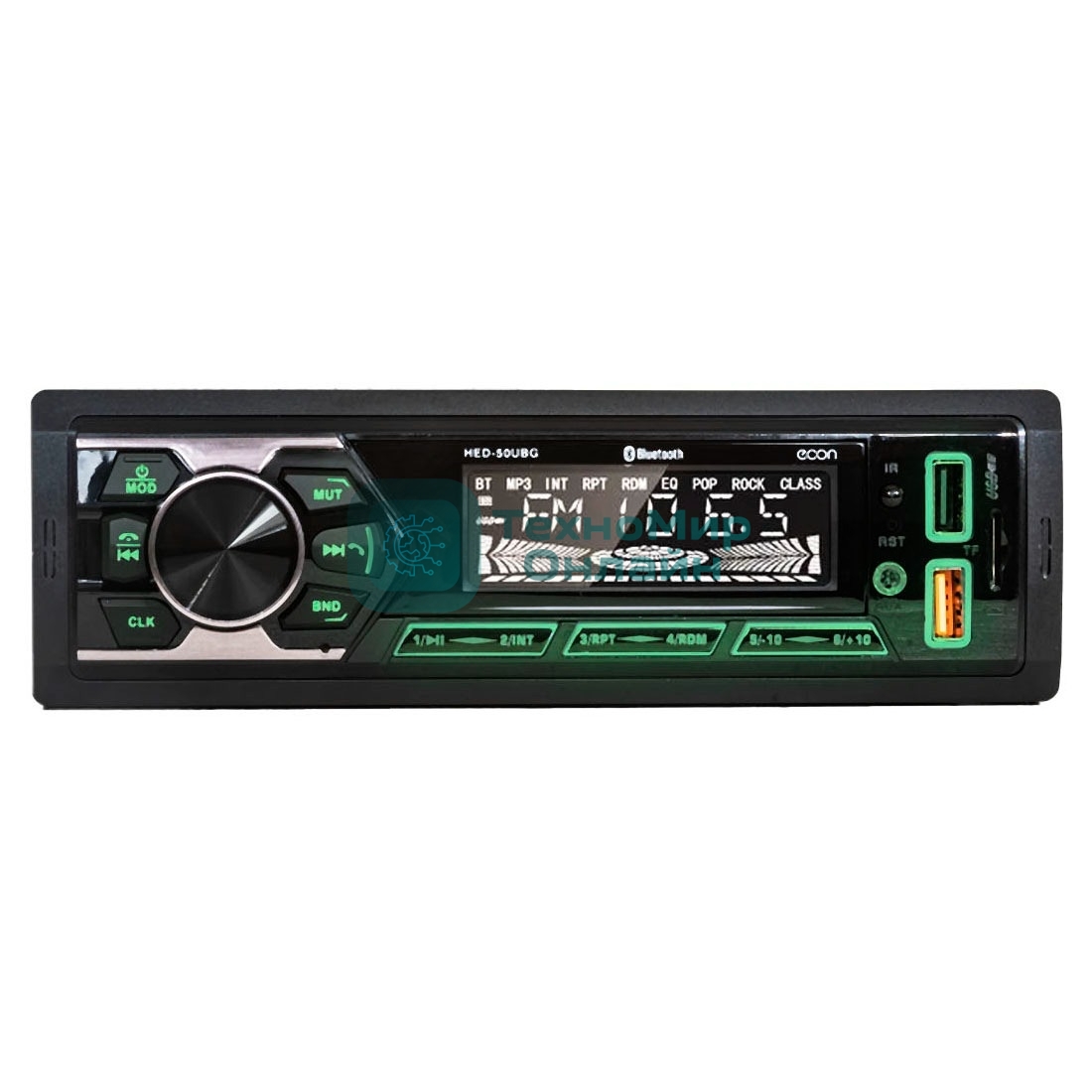 Автомагнитола ECON HED-50UBG, 1 DIN, Bluetooth, USB Type-A, AUX