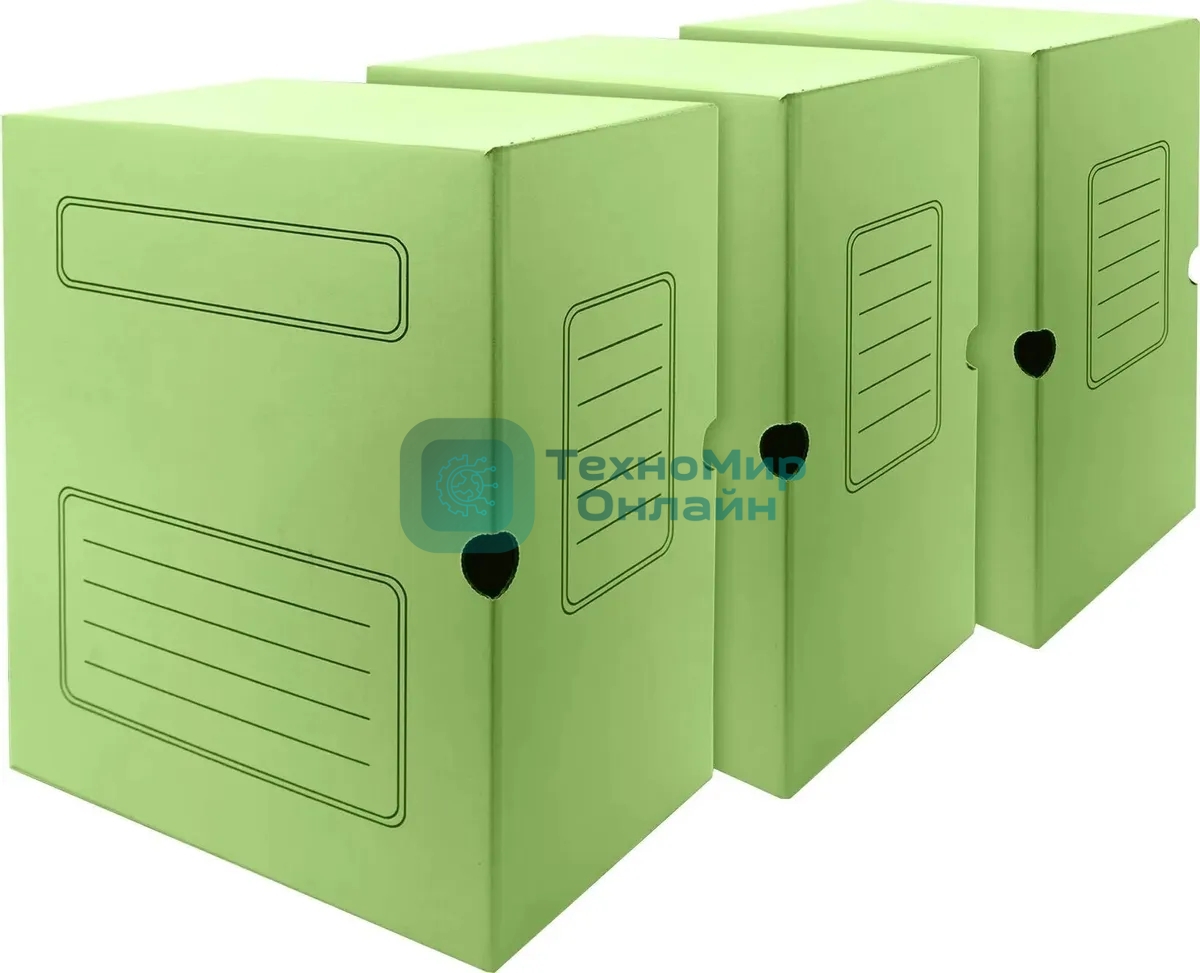 Короб архивный Silwerhof 1914768 микрогофрокартон корешок 150мм, зеленый (упаковка: 3шт)