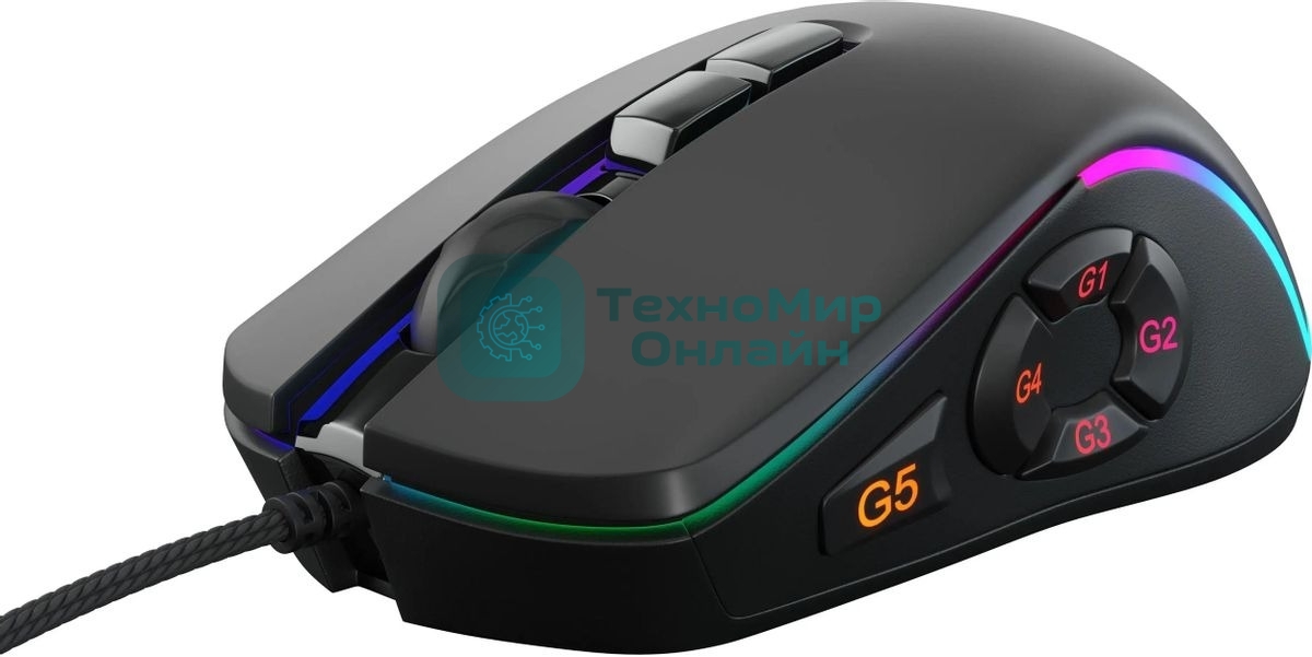 Мышь проводная GMNG XM003 черный, 32000 dpi, USB, кнопки - 10