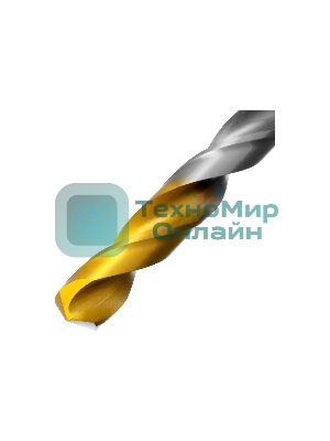 Сверло спиральное по металлу Denzel 10 х 184 мм, Р6М5, Golden Tip, удлиненное