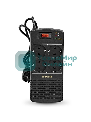 Стабилизатор ExeGate Power AD5000-1000 (1000VA/500W, диапазон 150...280В, 4 евророзетки)