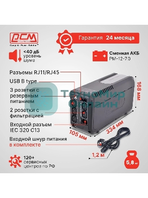 Источник бесперебойного питания Powercom Imperial IMD-525AP 315Вт 525ВА черный