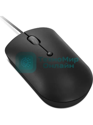 Мышь проводная Lenovo 400 черный, 2400 dpi, USB-C, кнопки - 4