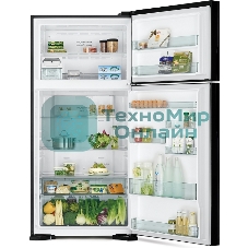 Холодильник Hitachi R-VG660PUC7-1 GGR серый стекло двухкамерный 405/145л морозилка сверху No Frost