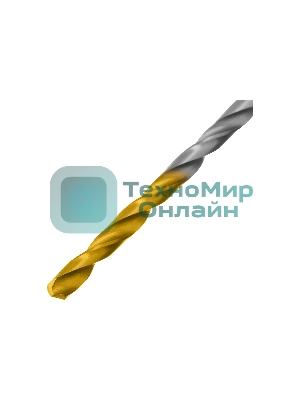 Сверло спиральное по металлу Denzel 3 х 100 мм, Р6М5, Golden Tip, удлиненное, 2 шт.