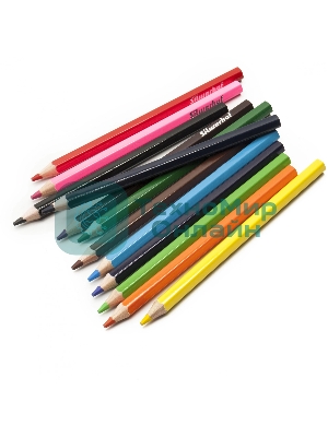 Карандаши цветные Silwerhof Create Jumbo 6мм, шестигранный профиль, дерево, ассорти, 12 цветов, коробка с европодвесом