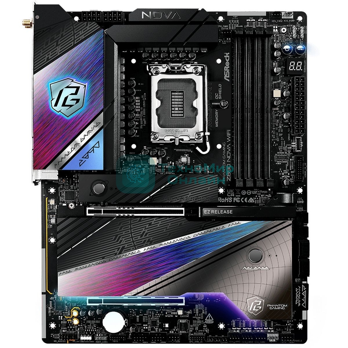 Материнская плата ASRock Z890 Nova WiFi, LGA 1851, Intel Z890, 4xDDR5, 4xSATA, 6xM.2, 1xPCIe 5.0 x16, 1xPCIe 4.0 x16, 1xPCIe x4, 1xHDMI, 2xThunderbolt 4, 1x5Gb LAN, 1x2.5Gb LAN, 4xUSB-A 3.2 Gen 2, 4xUSB-A 3.2 Gen 1, 2xUSB 2.0, 7.1, ATX