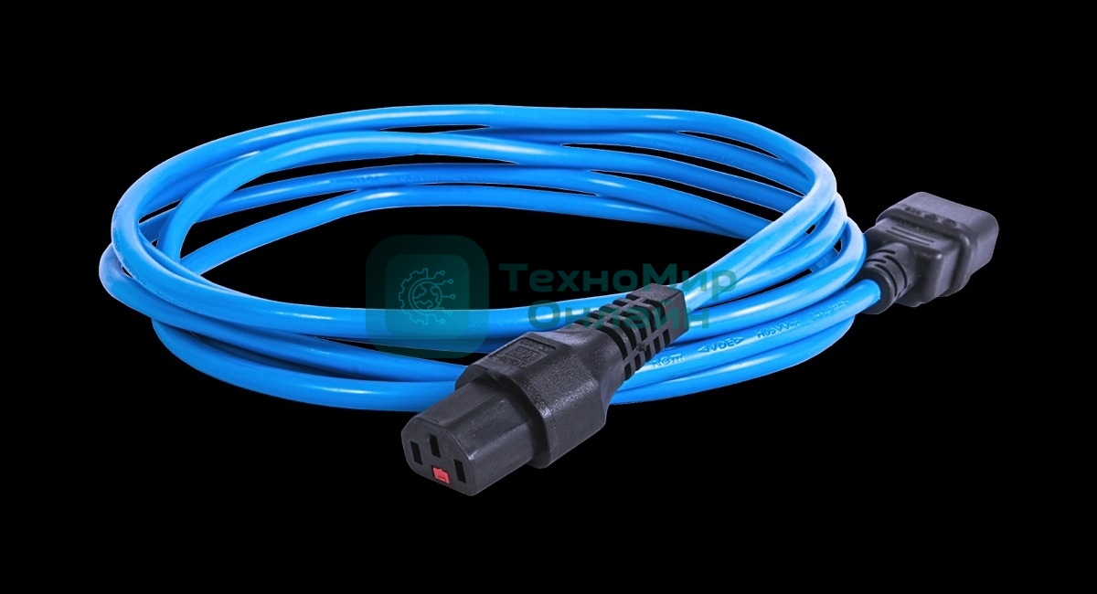 Шнур питания с фиксатором REM IEC 60320 C13/IEC 60320 C14, 10 А/250 В (3 * 1,0), 3 м, синий R-10-Cord-C13-C14-3-Blue