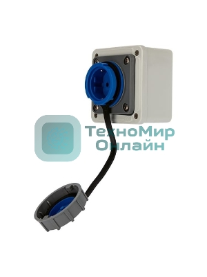 Розетка настенная Rexant влагозащищенная с крышкой 16 А, 2Р+РЕ, IP68