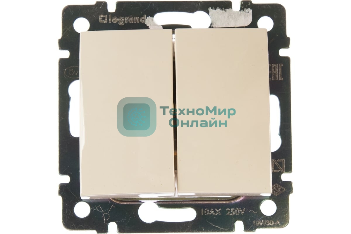 Выключатель Legrand 774305 Valena двухклавишный 10 AX(слоновая кость)