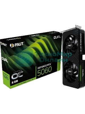 Видеокарта Palit RTX 5060 DUAL OC NV RTX 5060 8Gb 128bit GDDR7 2280/28000/HDMIx1/DPx3/HDCP R NE75060S19P1-Gb2063D PCI-E 5.0