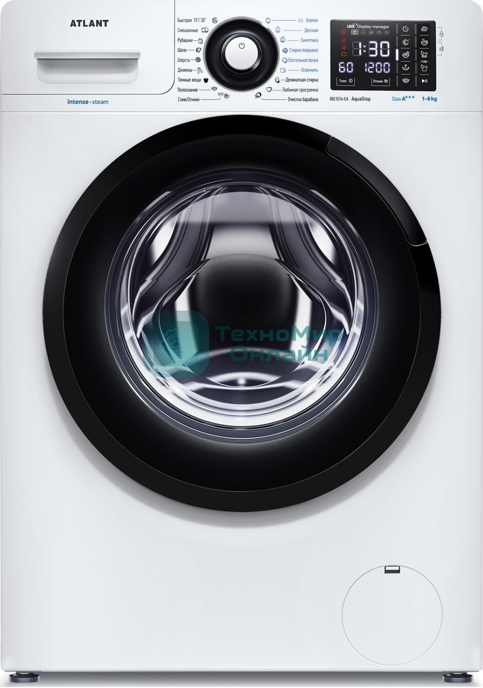 Стиральная машина Atlant СМА 80С1214-CA-02 белая, загрузка фронтальная 8кг, 1200 об/мин., класс: A