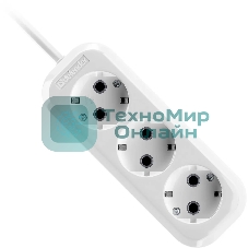 Удлинитель Defender R330 16 А, 3 роз х 2 м, белый