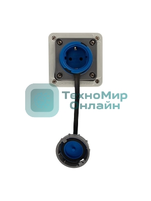 Розетка настенная Rexant влагозащищенная с крышкой 16 А, 2Р+РЕ, IP68