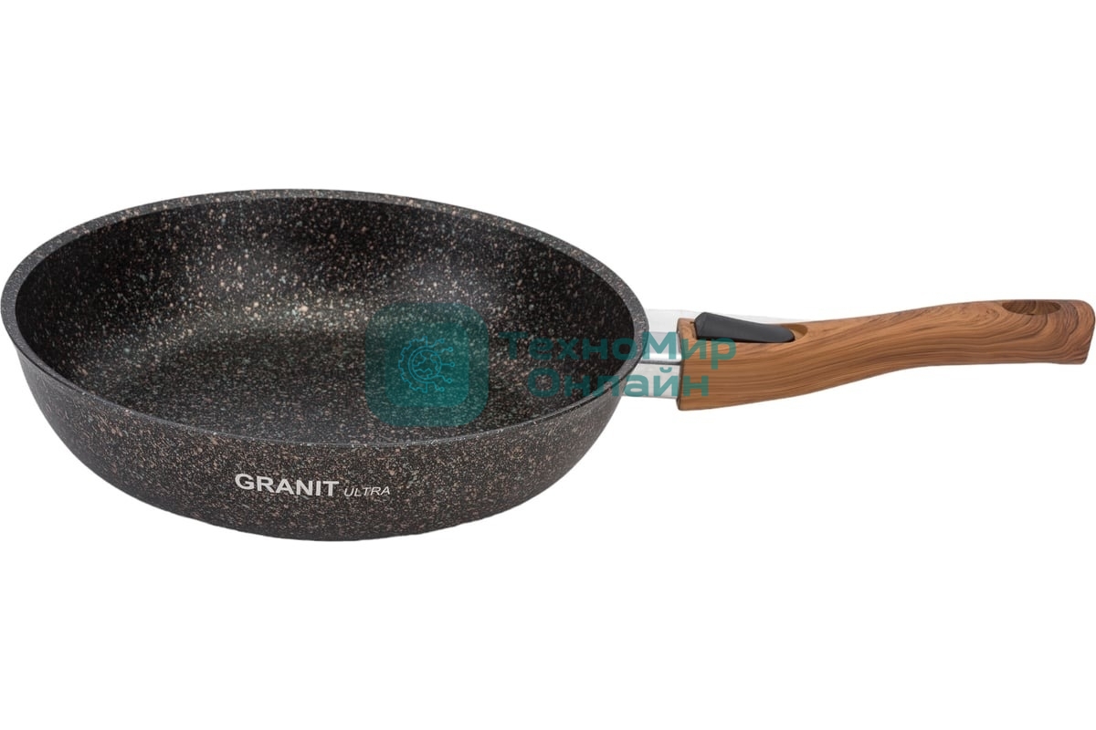 Сковорода Kukmara Granit ultra сго262а, 26 см, съемная ручка, без крышки, серый