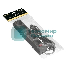 Удлинитель ExeGate EC-5-3B (EX279357RUS), черный, 3 м, 	евровилка с заземлением, 5 евророзеток с заземлением, 2200 Вт