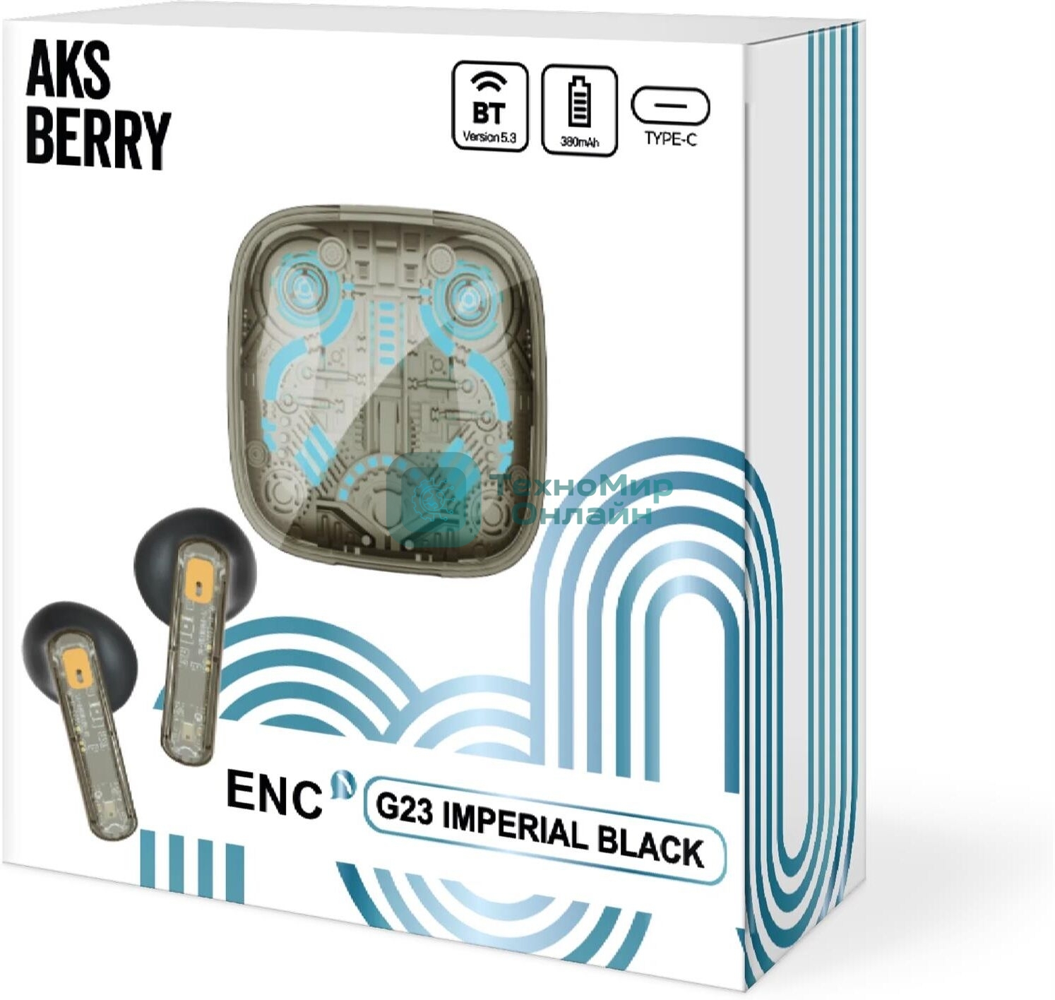 Наушники TWS Aksberry G23 черный, вкладыши, Bluetooth, сенсорное управление, до 4 ч