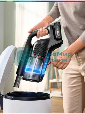 Пылесос вертикальный Bosch BCS931GAC серый, питание от аккумулятора, уборка сухая, пылесборник 0.4 л